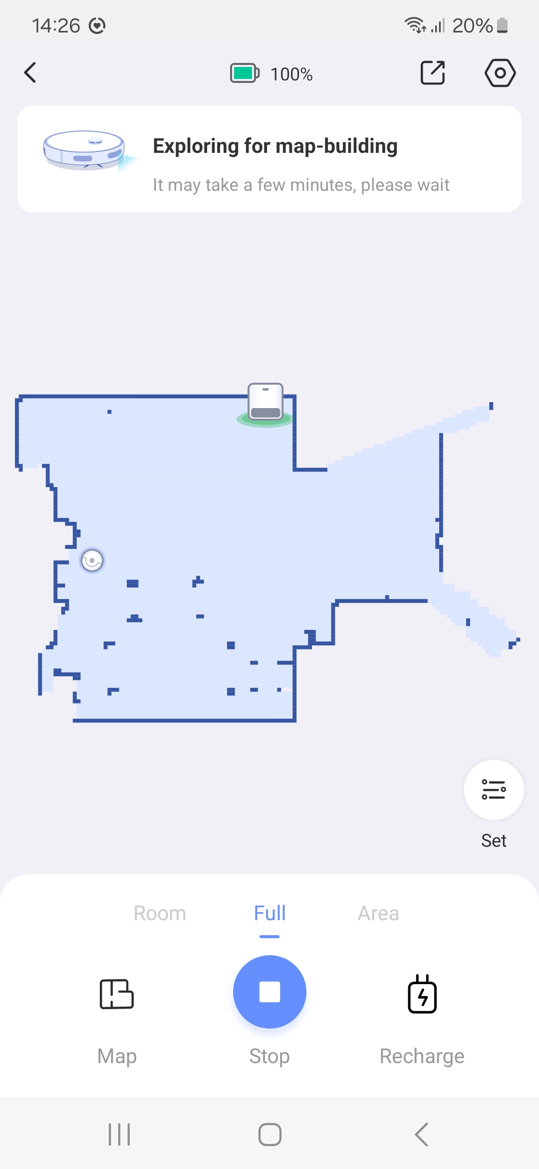 Screenshot of the EzViz RE5 Plus Robot Vacuum and Mop Map Maker app screen