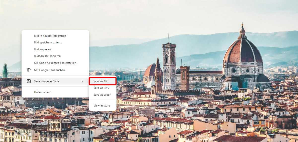 Browser-Addons können WebP-Bilder direkt aus dem Browser in anderen Formaten abspeichern