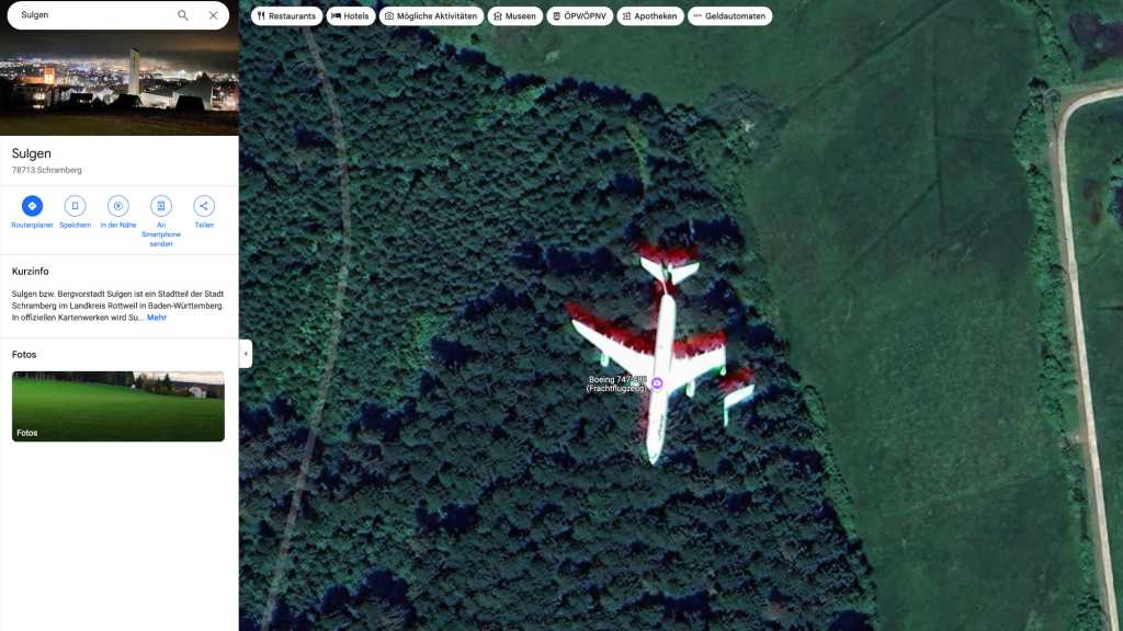 Image: Google Maps zeigt Lufthansa-Boeing 747 im Schwarzwald liegen: Das steckt dahinter