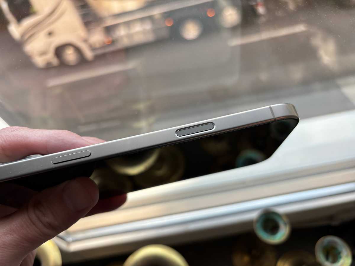 Side view of iPhone 17 Pro Max showing power button and camera control