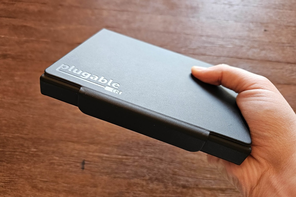 Plugable foldable keyboard inside of its carrying case