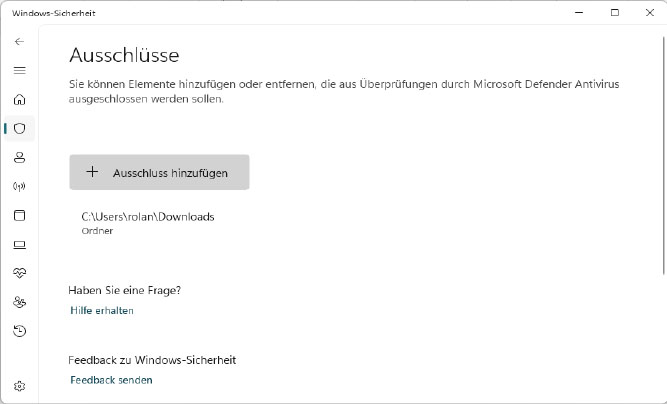 Aunque los programas antivirus que se muestran en Windows Defender pueden instalarse, welche Ordner die Software no überwachen soll.