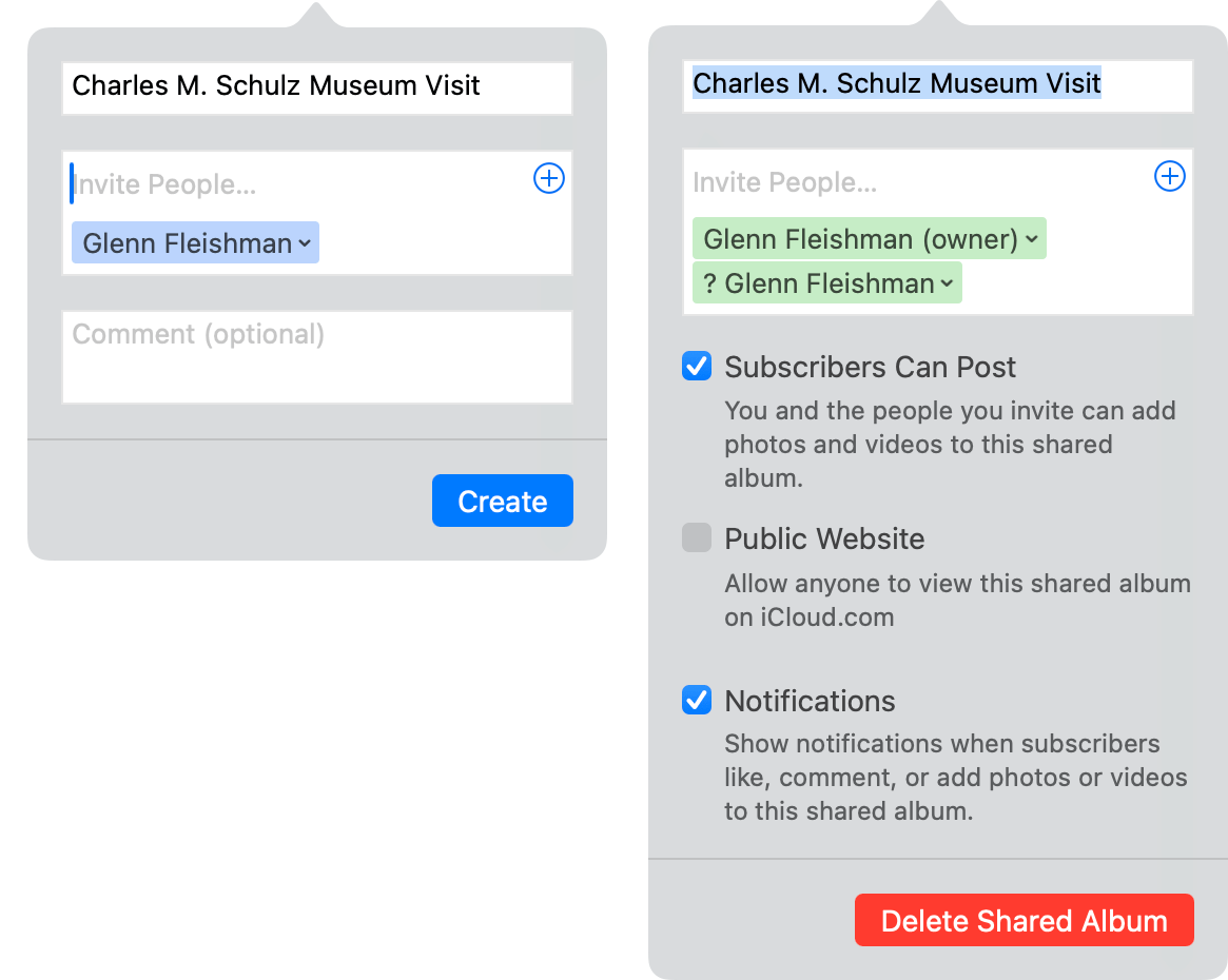 crear álbum compartido