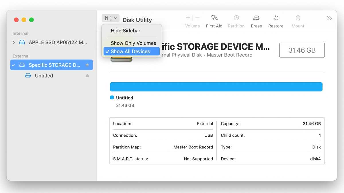 Utilidad de discos de macOS Sonoma