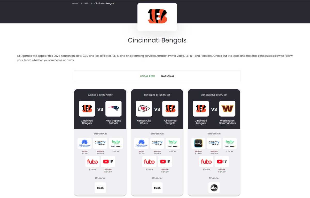 MyBundle NFL Schedule