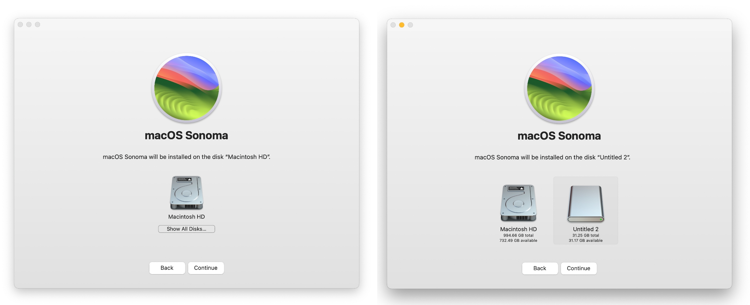Sonoma installer show all disks