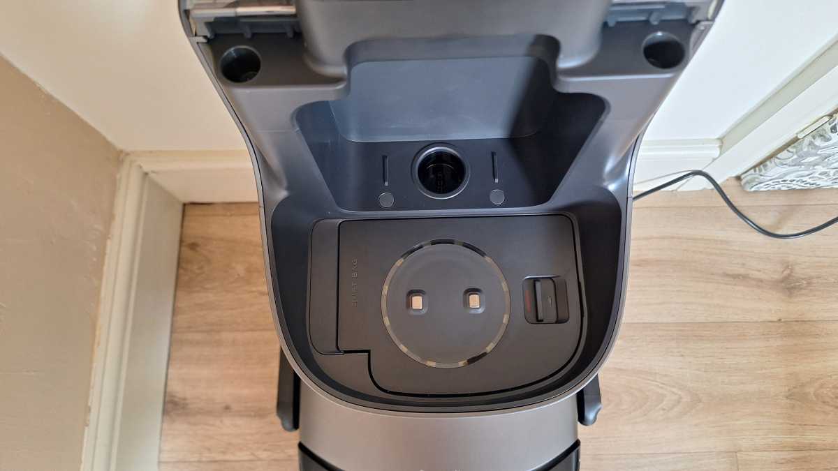 A top view of the eufy S1 Pro dust bag hatch