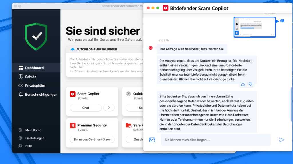 Image: Bitdefender Scam Copilot im Test: Antivirus-Programm mit neuem KI-Feature