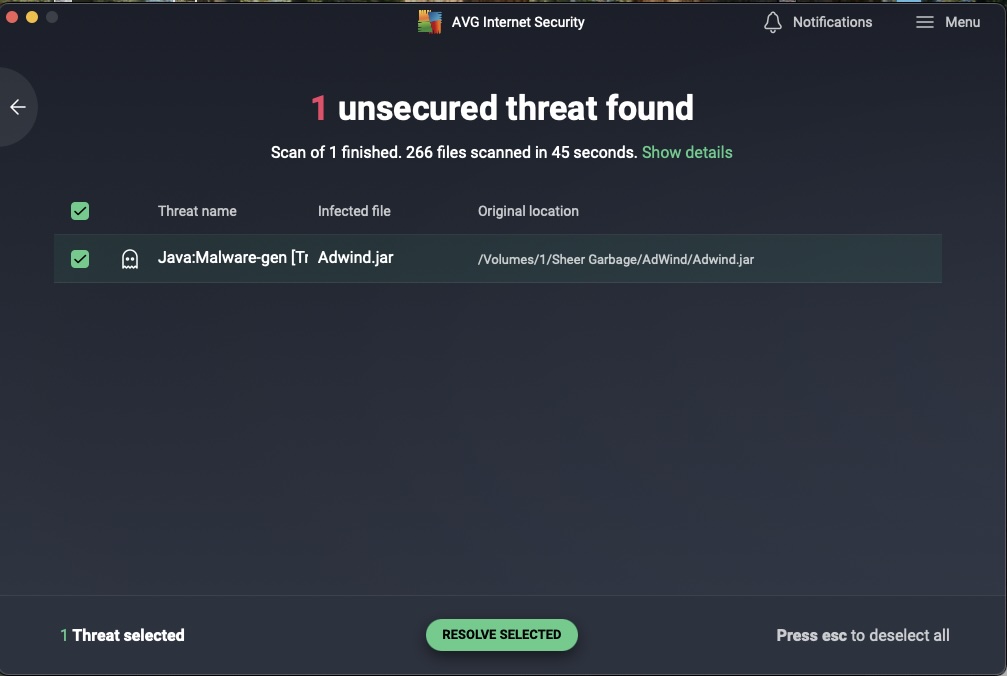 AVG8 Localización y eliminación de malware en un disco externo