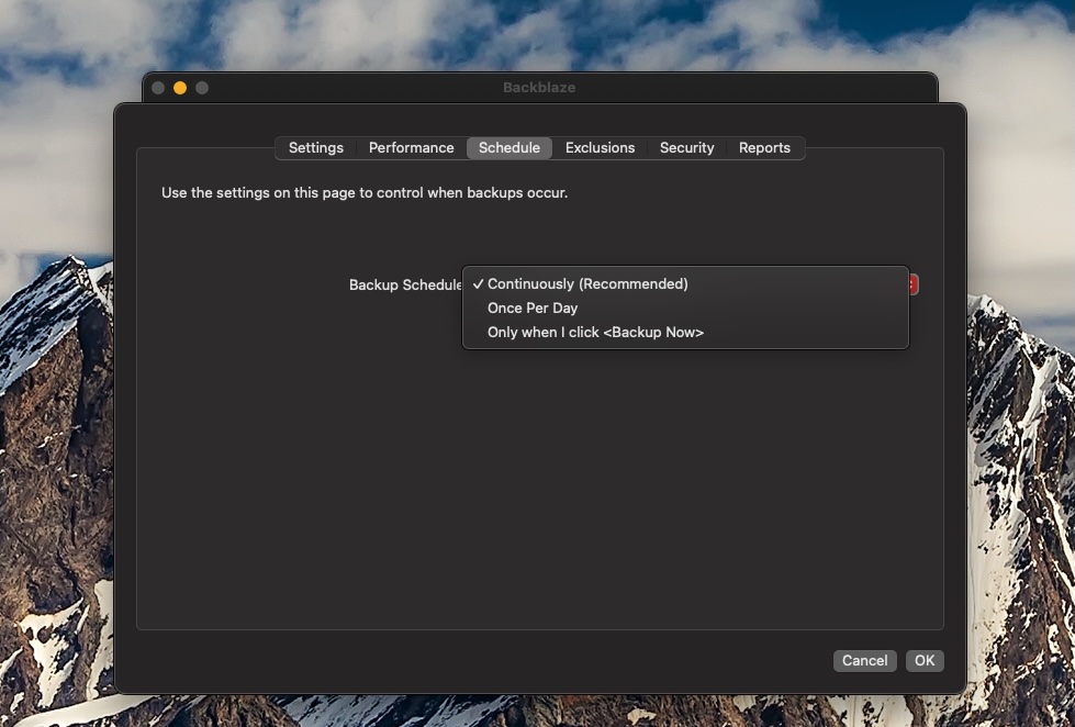 Backblaze Backup Schedule
