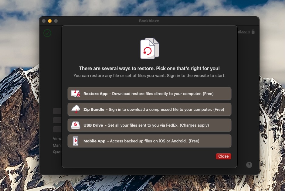 Backblaze recovery options