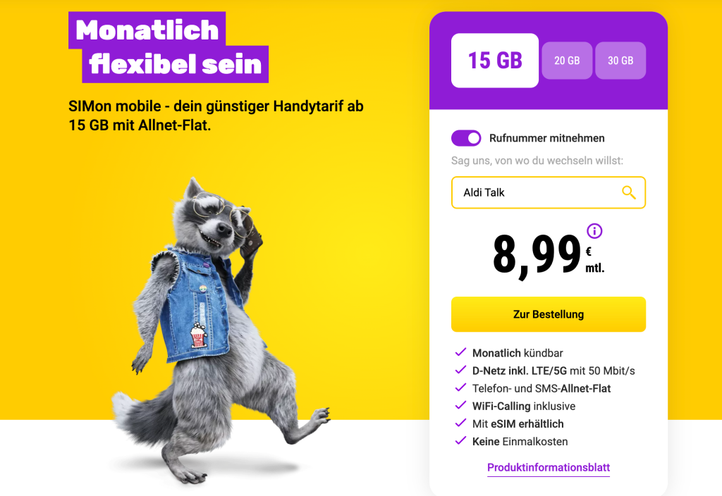 Image: 5 Gigabyte Extra-Datenvolumen gratis mit Gutscheincode bei SIMon mobile