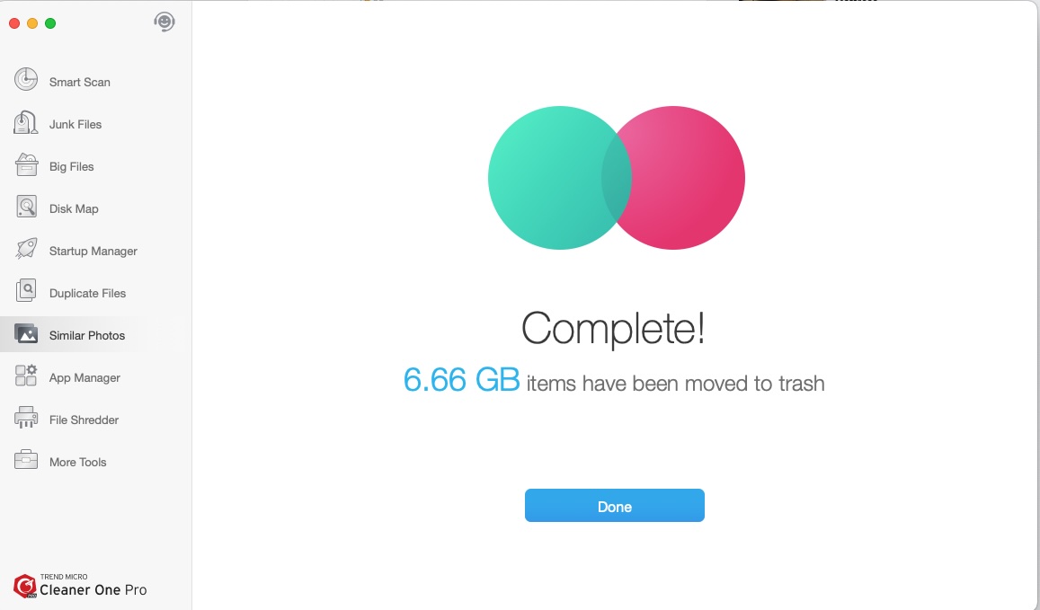 CleanerOnePro 6 66GB duplicate photos just deleted via Similar Photos module
