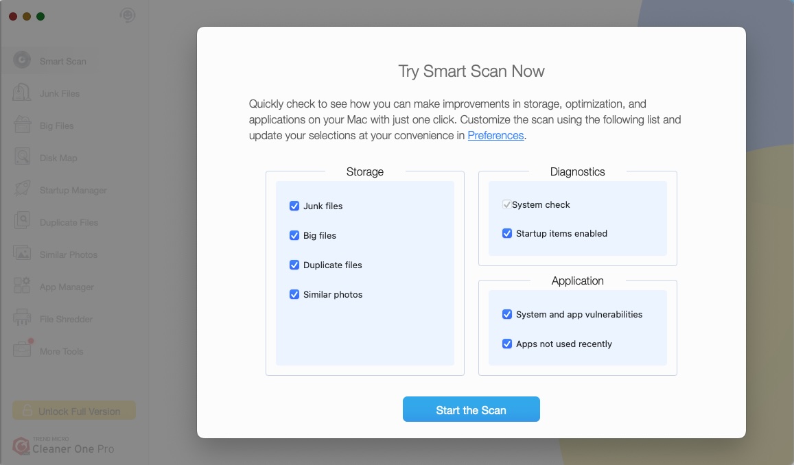 CleanerOnePro3 Customizing the Smart Scan module and choosing which tests to perform