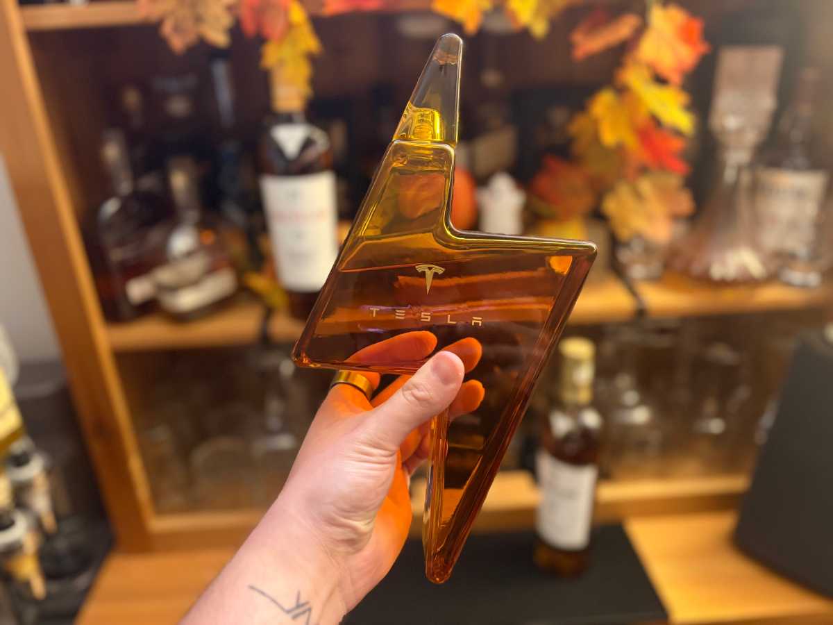 iPhone 16 Plus Camera Sample Portrait Shot of Tesla Tequila Bottle