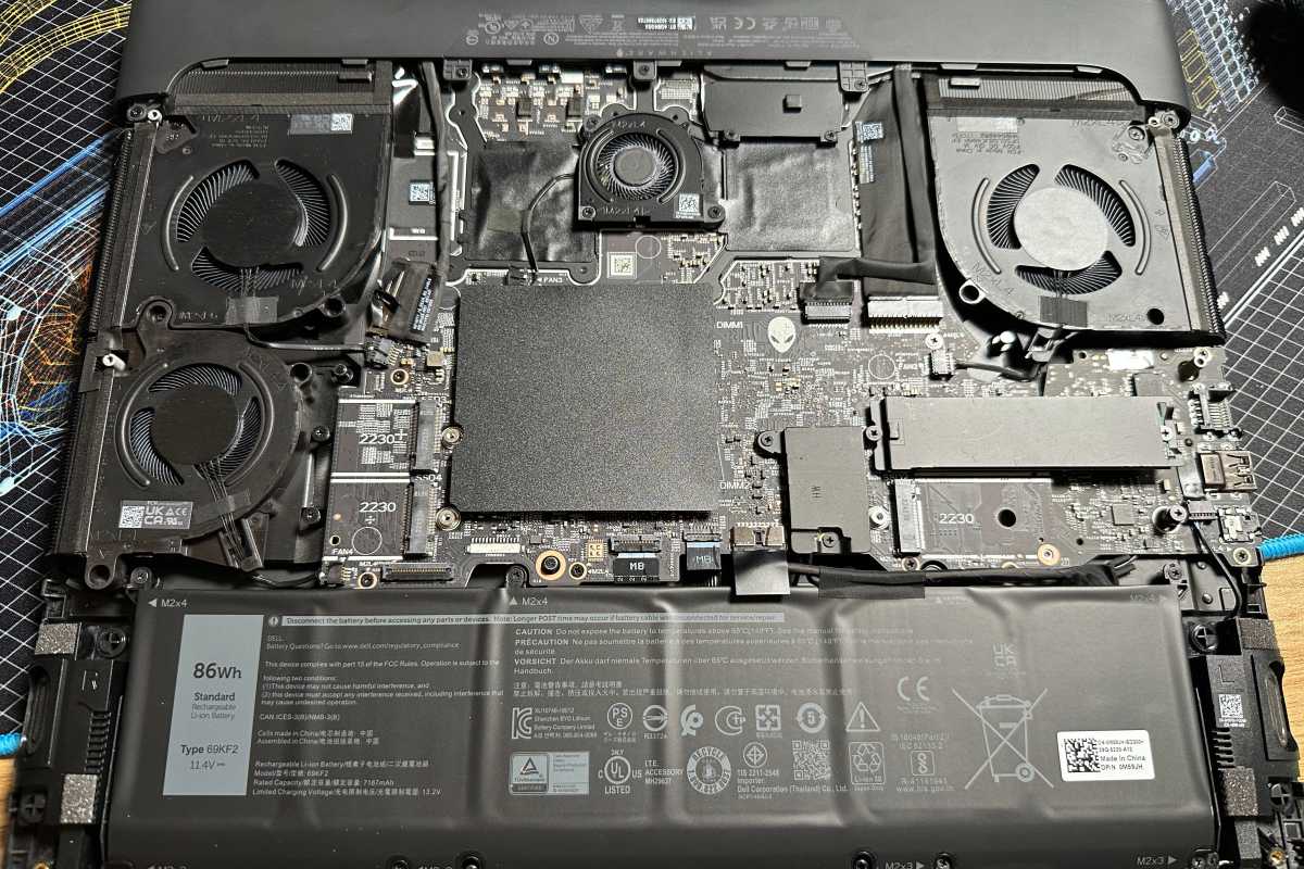 Laptop with cover off and internal components exposed