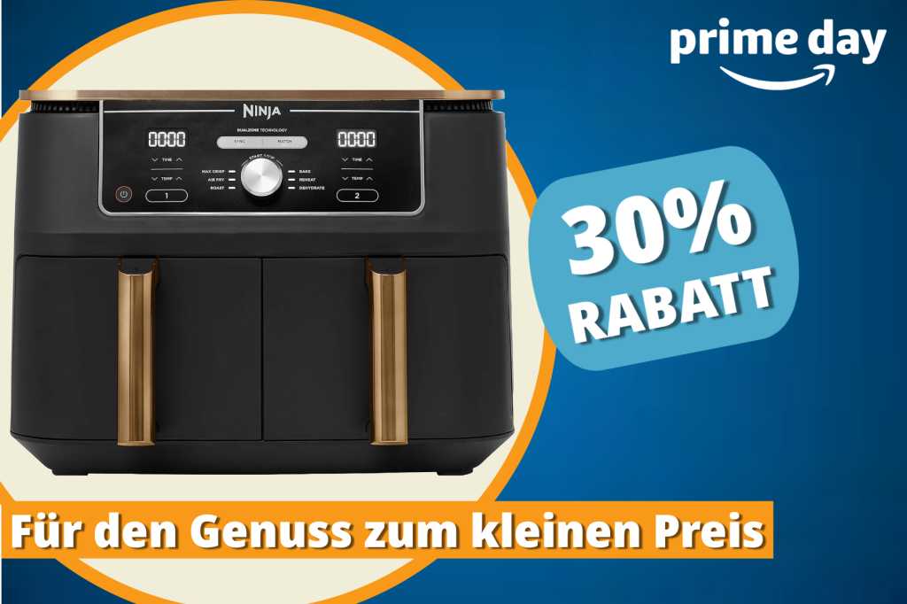 Image: HeiÃluftfritteuse als Prime-Day-SchnÃ¤ppchen: Ninja Foodi Max Dual Zone bei Amazon mit 30 Prozent Rabatt sichern