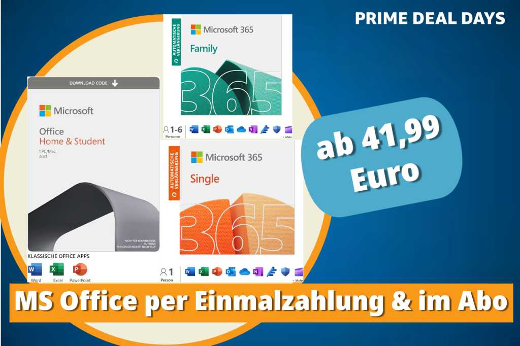 Image: Prime Day Preishammer: Microsoft Office 2021 mit 37 % Rabatt â Microsoft 365 ab 41,99 Euro