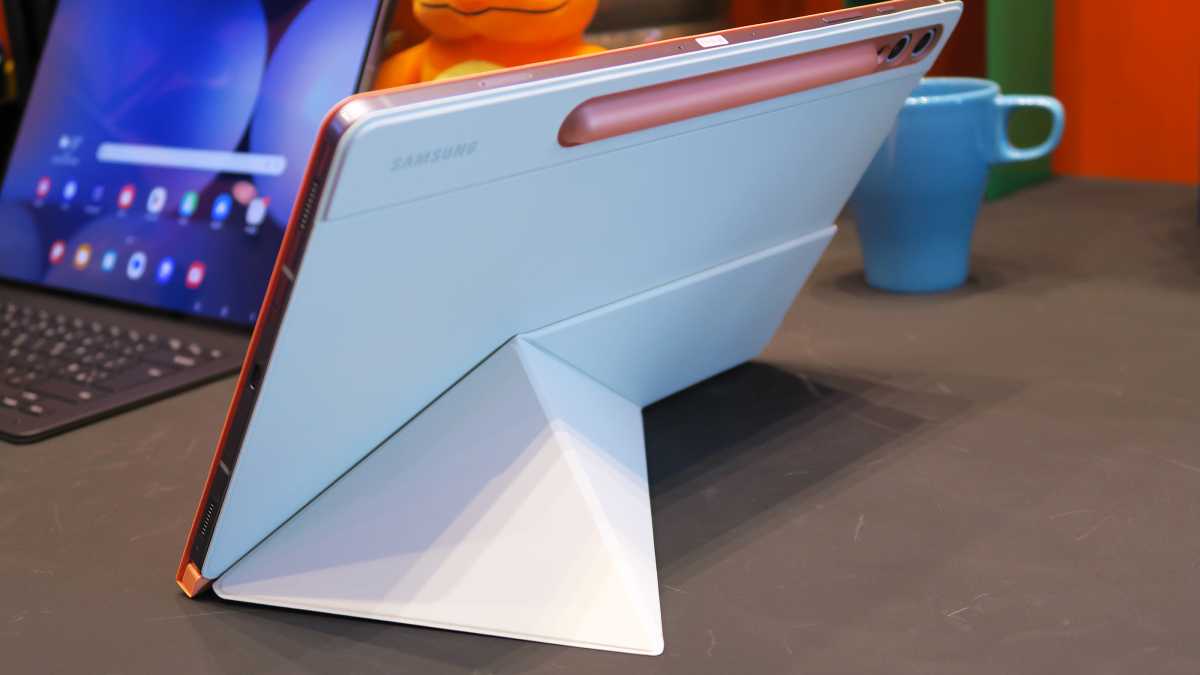 Samsung Galaxy Tab S10 Plus hands on stand cover open