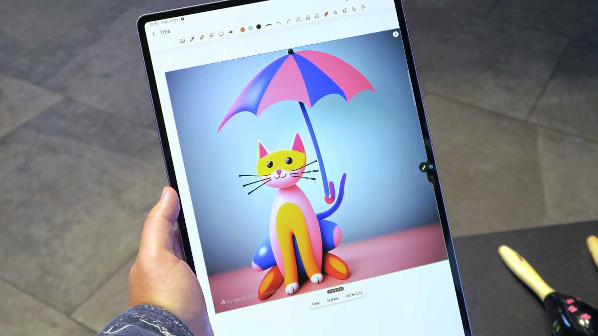 Samsung Galaxy Tab S10 Ultra hands on cat AI generated