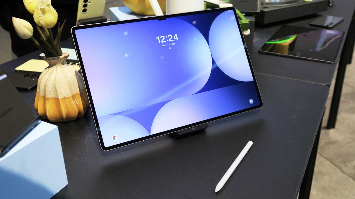 Samsung Galaxy Tab S10 Ultra hands on front angled