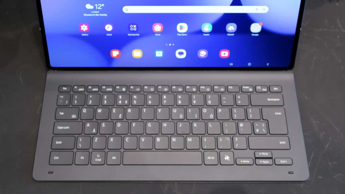 Samsung Galaxy Tab S10 Ultra hands on keyboard cover keys closeup