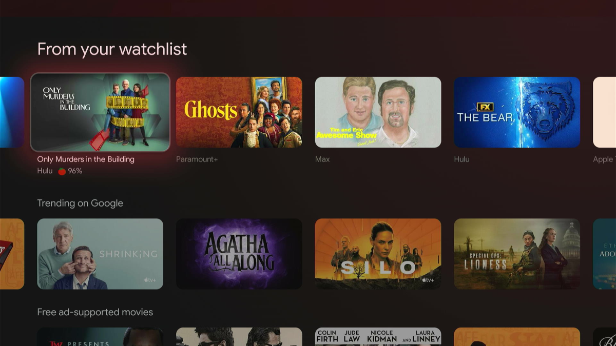 Google TV watchlist and recommendations