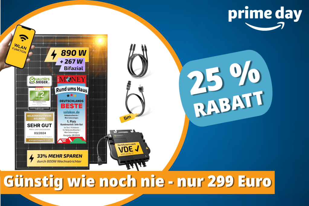 Image: Dieses Solakon-Balkonkraftwerk mit 890 Watt war bei Amazon noch nie gÃ¼nstiger