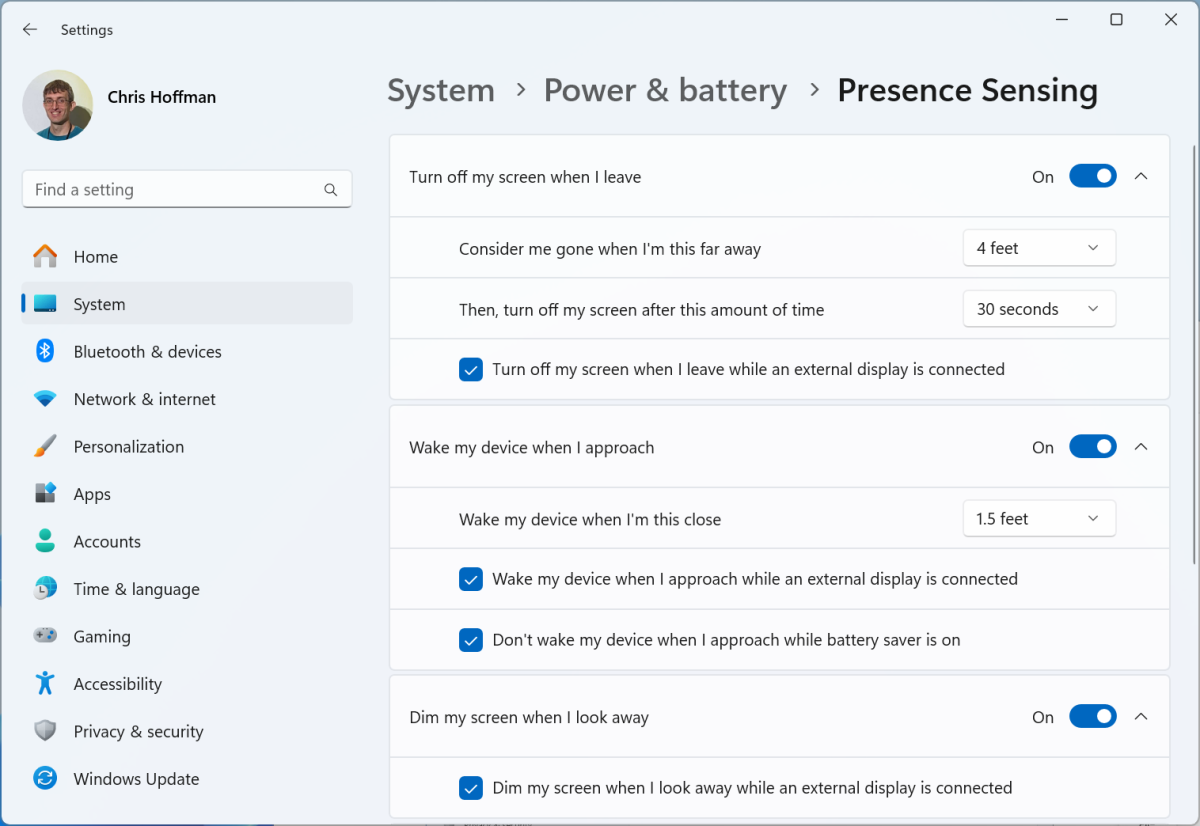 Configuración avanzada de Windows 11 para la captura de pantalla de detección de presencia