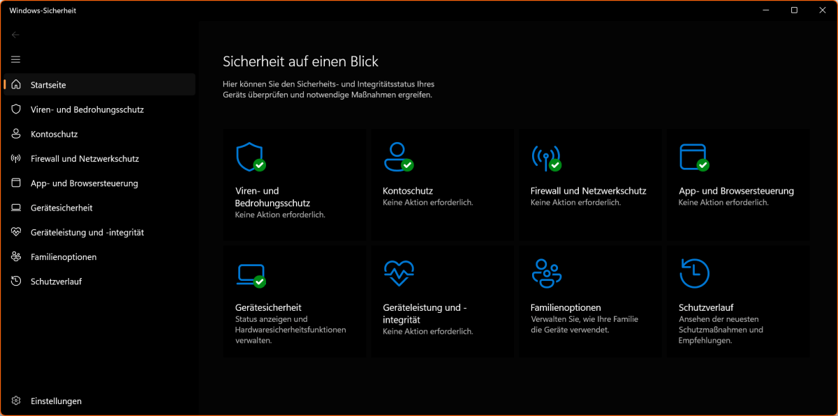 Windows Security - Startseite