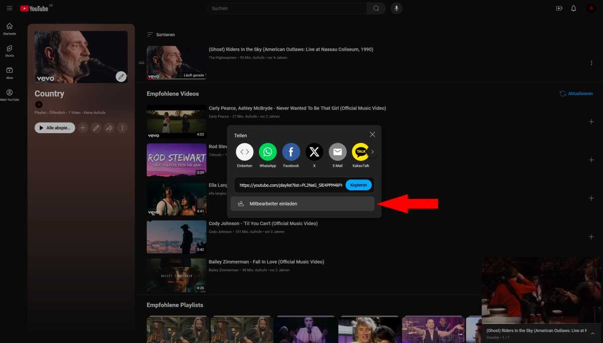 Youtube Playlist gemeinsam bearbeiten