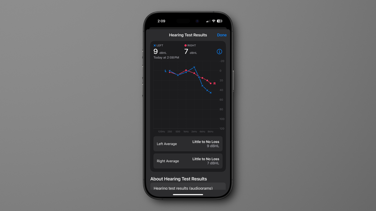 iOS 18 hearing test results