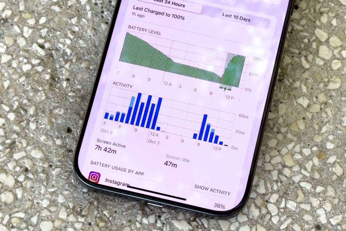 iPhone 16 Pro Max showing battery screen