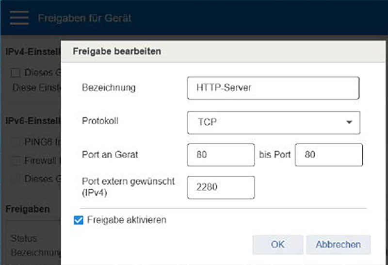 Aktiv für das Internet geöffnete Ports erfordern Administratorkenntnisse. Heimrouter sollten „Keine Portfreigabe“ melden.