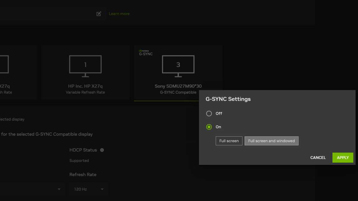 nvidia app g-sync settings