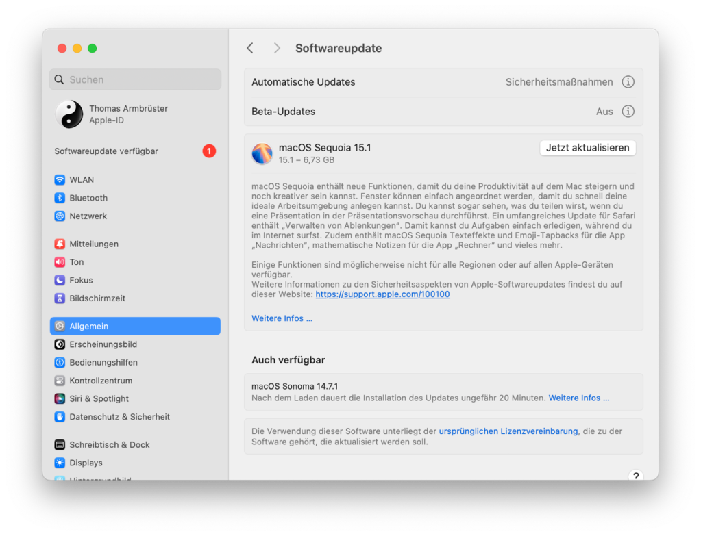 Image: macOS 15.1 ist da: Mac fÃ¼r Apple Intelligence vorbereiten und installieren