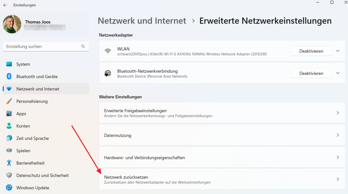 Netzwerkeinstellungen Windows 11 zurücksetzen