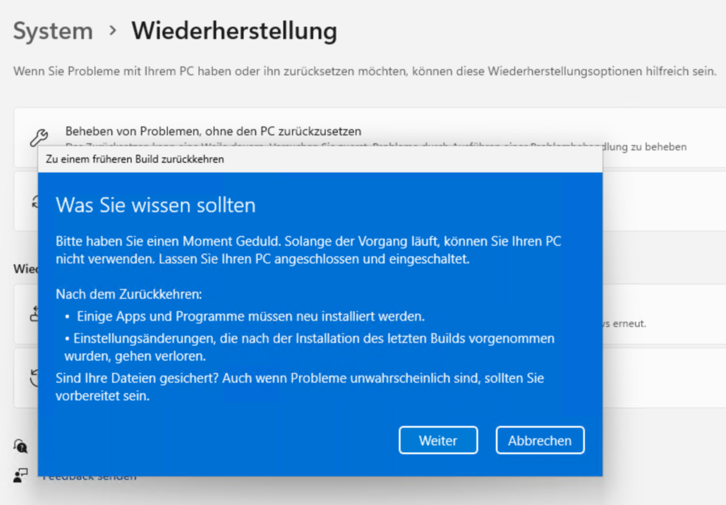 Windows 11 zurückkehren 3