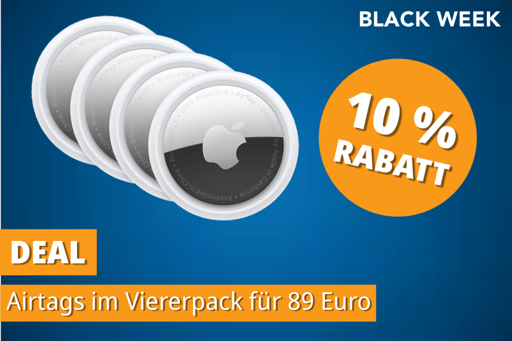 Image: Airtags im 4er-Pack zum SchnÃ¤ppchenpreis vor Black Friday