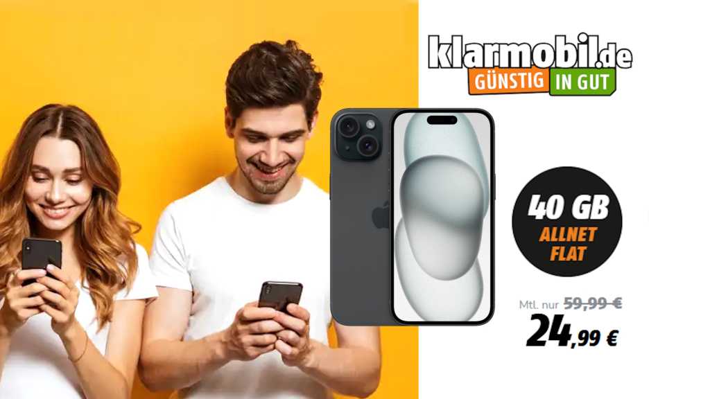 Image: Ãber 800 Euro gÃ¼nstiger: iPhone 15 mit 40-GB-Tarif zum Hammerpreis!