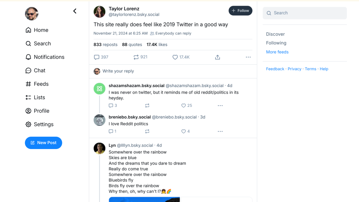 Bluesky social media feels like Twitter screenshot