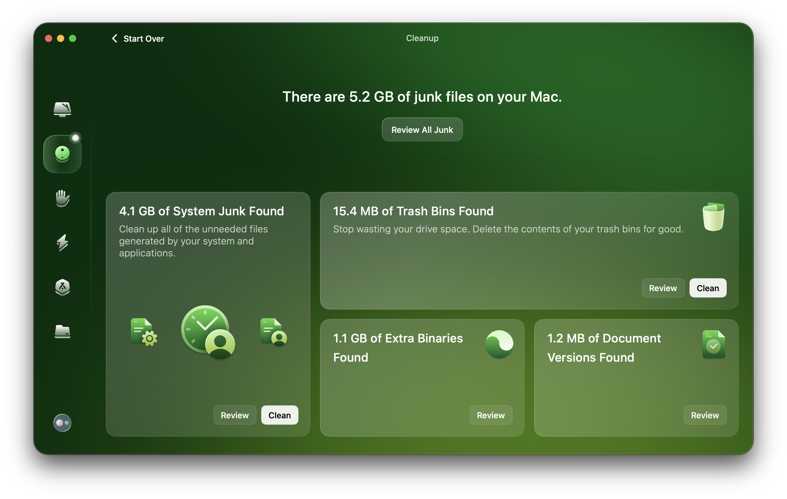 CleanMyMac Junk Files found
