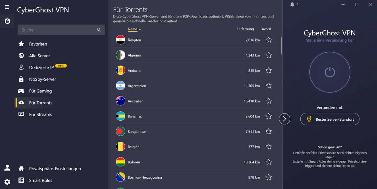 Cyberghost VPN - Torrents