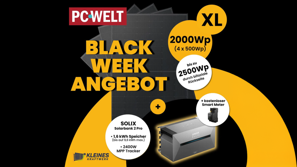 Image: Quattro Balkonkraftwerk 2000Wp+ mit Anker-Speicher zur Black Week Ã¼ber 1.000 Euro gÃ¼nstiger