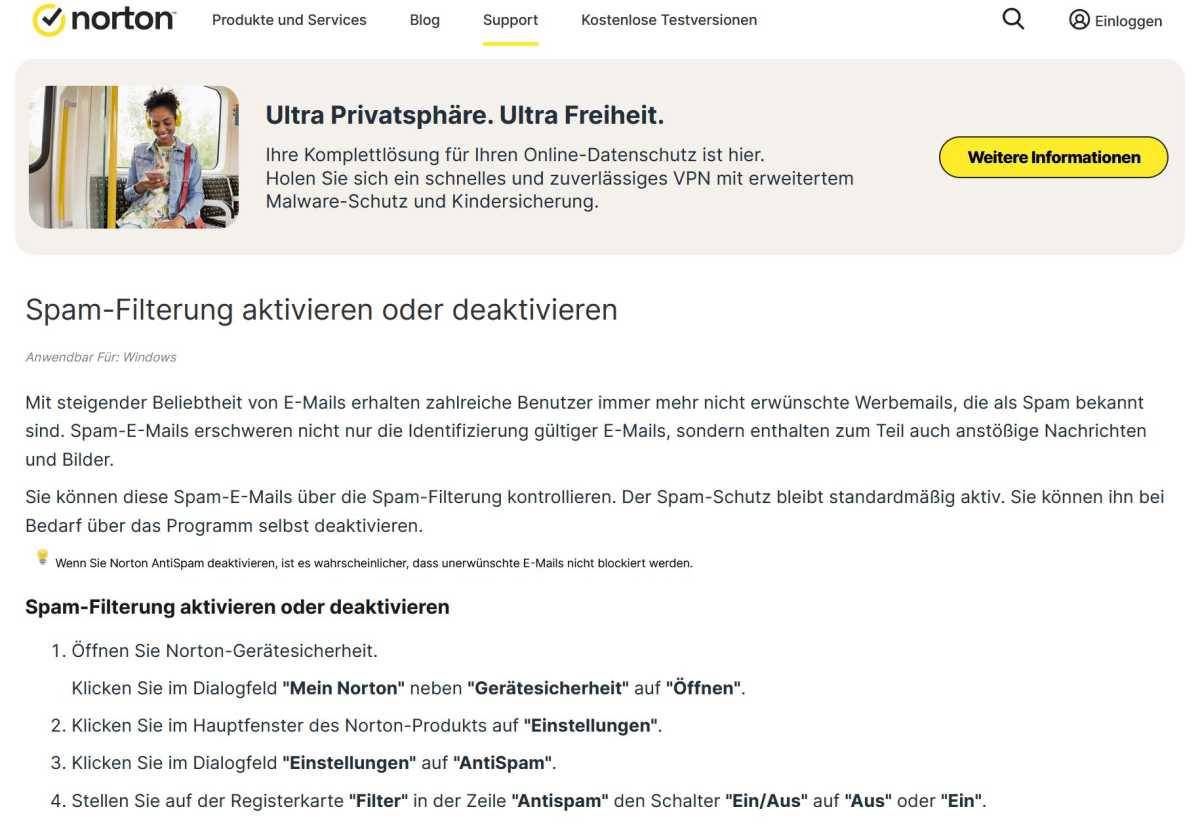Norton Spamschutz