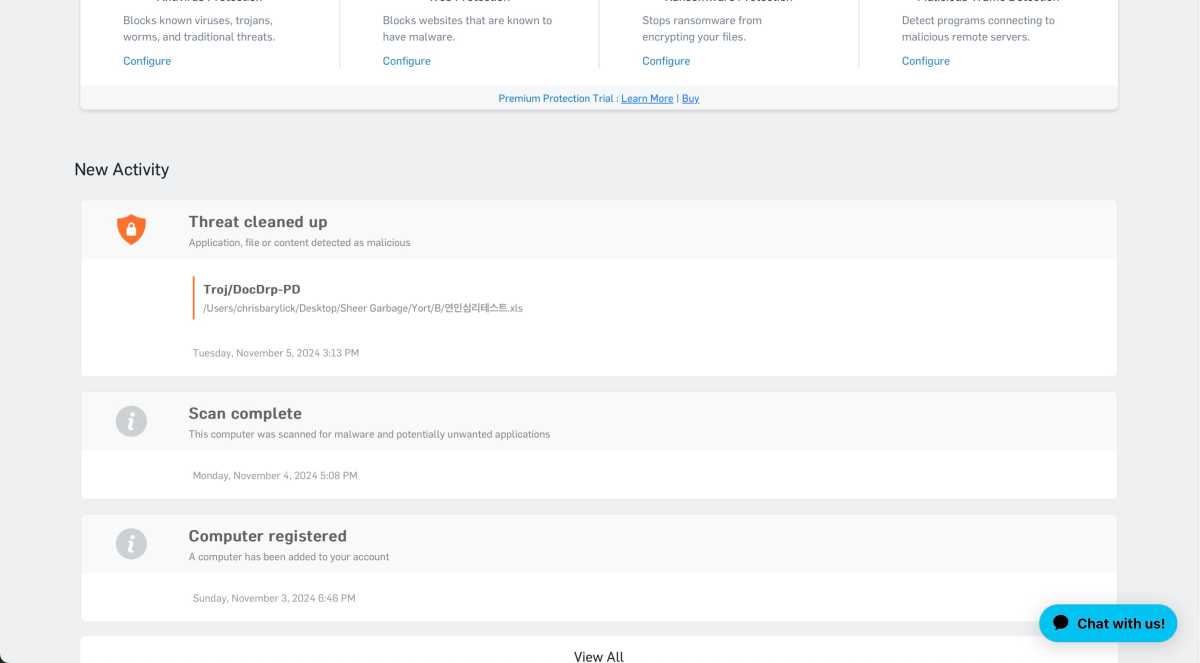 Sophos4 Examining a scan log in Sophos Home Premium for Mac