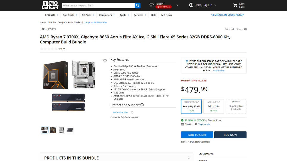 Micro Center 9700X bundle (Nov 2024)