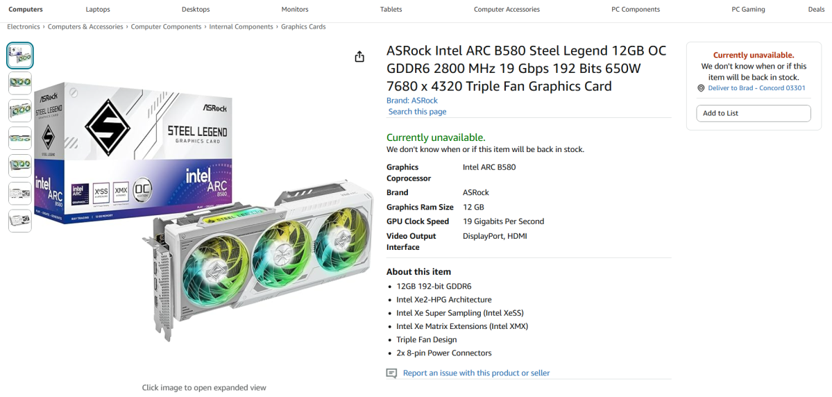 Oops! Intel’s unannounced Arc B580 graphics card leaks on Amazon