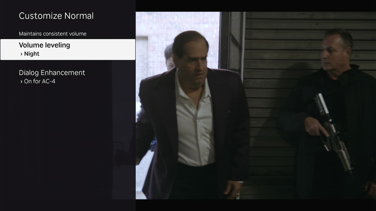 Roku volume control options including Volume Leveling and Dialog Enhancement