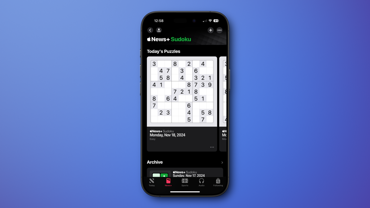 iOS 18.2 Sudoku